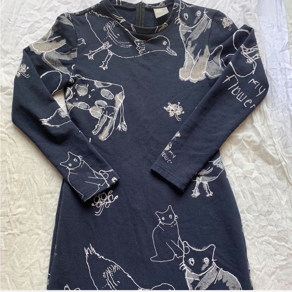 Animal print navy sleeve dress asos
